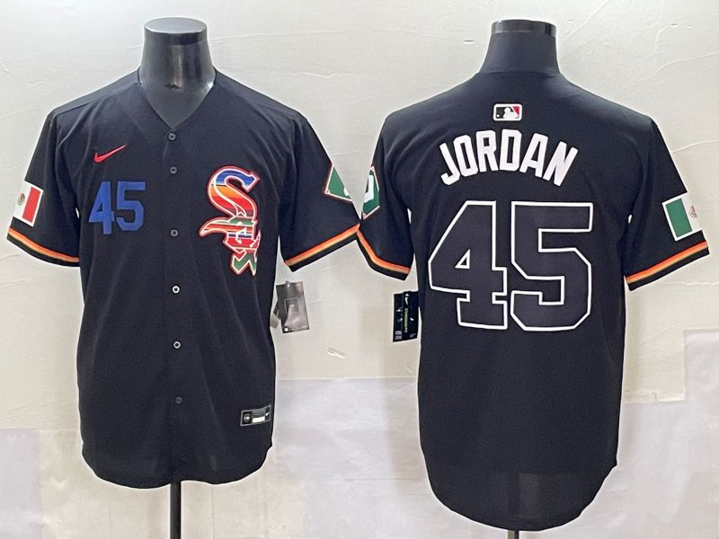 Men 2025 Chicago White Sox #45 Jordan Black Game Nike MLB Jersey style 55->oklahoma city thunder->NBA Jersey